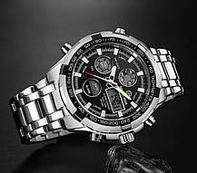 Чоловічий наручний годинник круглий кварцовий металевий браслет гарантія 12 місяців GoldenHour Titan, фото 5