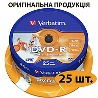 Диски DVD-R Verbatim Printable (для печати), 25 шт, болванки двд-р