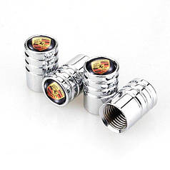 Ковпачки на ніпель із логотипом марки авто Porsche Alitek Long Silver Порше, 4 шт.