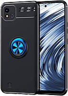 Чехол TPU Ring для Realme C11 2021 бампер противоударный с подставкой Black-Blue