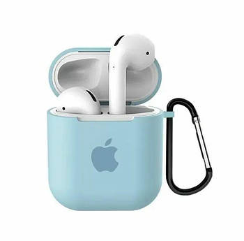 Чохол для AirPods Logo Silicone case з карабіном (03) Turquoise світло-зелений