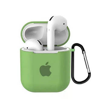 Чохол для AirPods Logo Silicone case з карабіном (20) Mint м'ятний