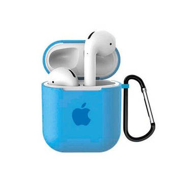 Чохол для AirPods Logo Silicone case з карабіном (14) Blue синій