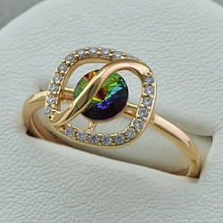 Каблучка Xuping з кристалами Swarovski 83230 розмір 17 ширина 12 мм вага 2.5 г колір вулканічний кристал