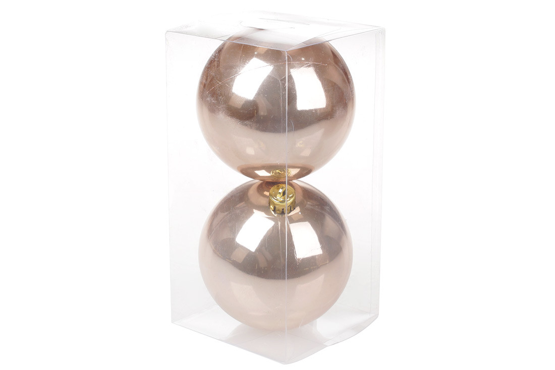 Набір ялинкових кульок BonaDi 10 см 2 штуки бежевий оксамит (147-012), фото 1