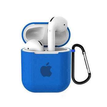 Чохол для AirPods Logo Silicone case з карабіном (15) Azure синій