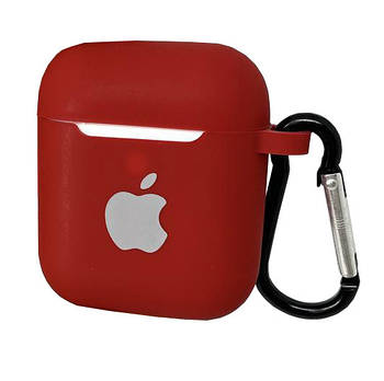 Чохол для AirPods Logo Silicone case з карабіном (27) Product red темно-червоний