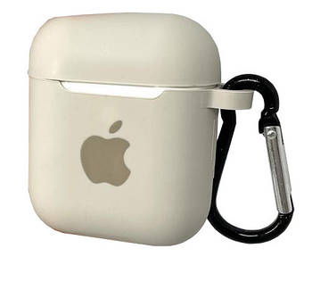 Чохол для AirPods Logo Silicone case з карабіном (19) Antique white бежевий