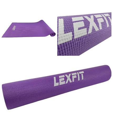 Килимок для йоги та фітнесу USA Style Lexfit LKEM-3010-0,5 см (фіолетовий, 173х61х0.5 см, ПВХ), фото 1