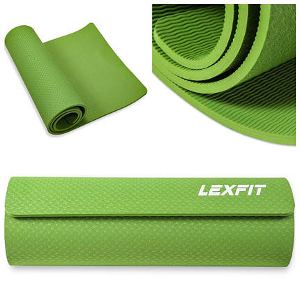 Килимок для йоги та фітнесу USA Style Lexfit LKEM-3039-0,8 (зелений, 182х61х0.8 см, термоеластопласт), фото 1