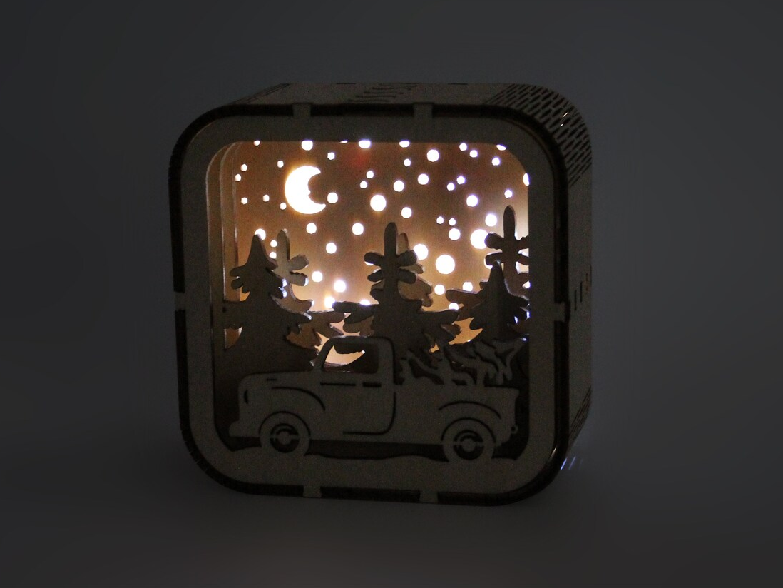Різдвяний нічник із новорічним орнаментом "Вінтажна вантажівка"