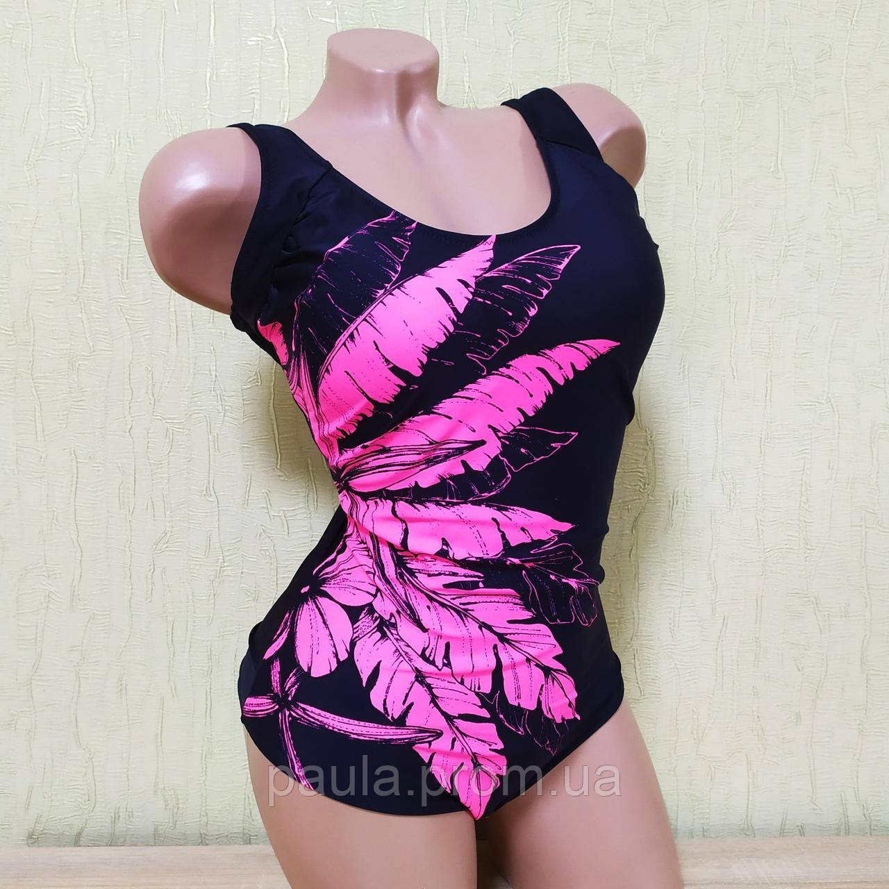 Купальник Черный Сплошной Классический с Красивым Узором, Размер 54 ...