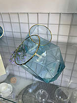 Склянка для напоїв з блакитного скла Грань 450 мл, фото 5