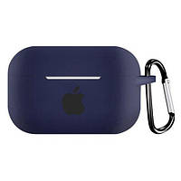 Чехол для AirPods Pro Logo Silicone case с карабином (28) Dark blue темно синий