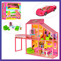Ляльковий будиночок із меблями та машиною Bambi 6981 "Мілана. Будинок Мрії" 2-поверховий особняк для ляльок 29 см