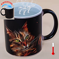 Чашка хамелеон Огненные кошки 330мл