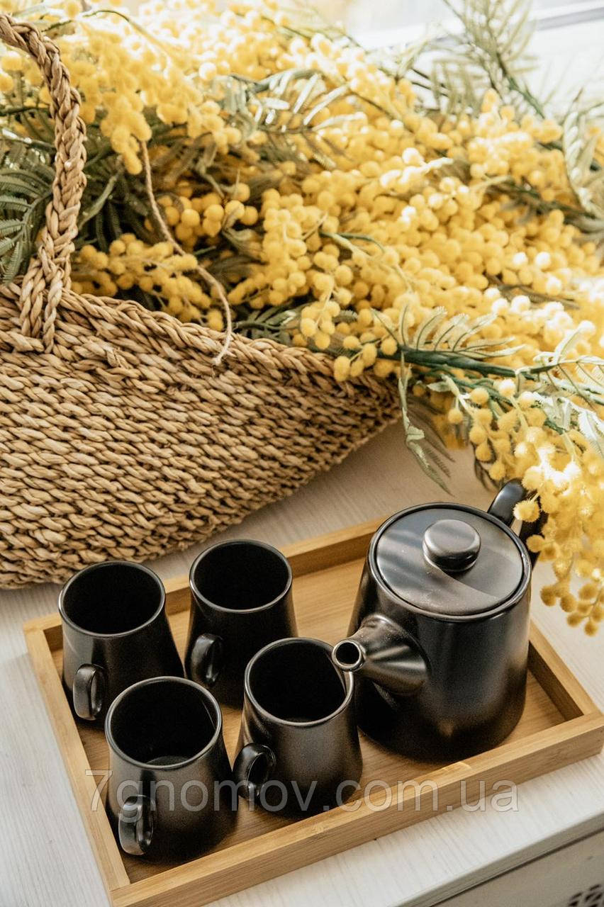 Чайний набір з чайником на 4 персони на таці Сімейний