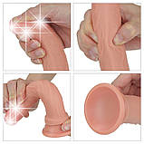 Реалістичний силіконовий фалоімітатор із присоскою Dual-Layered Platinum Silicone Nature Cock 7" Flesh, фото 7