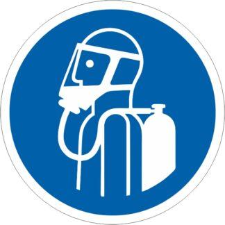 Знак безпеки Використовувати автономний дихальний апарат ДСТУ EN ISO 7010: 2019 (метал, пластик, плівка)
