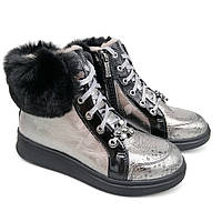 Зимові черевики для дівчинки, шнурівка + змійка. Р. 34