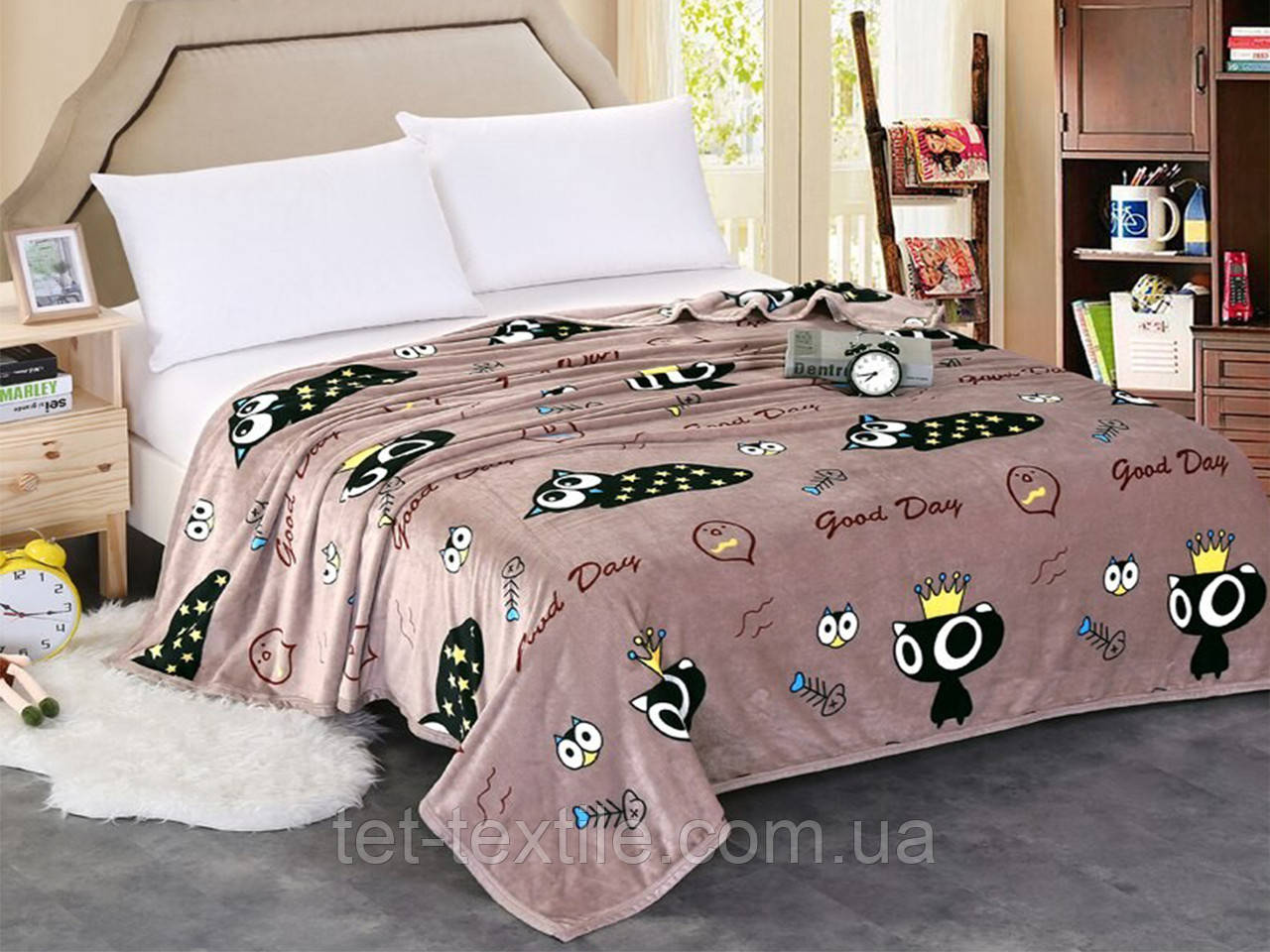 Плед з мікрофібри Велсофт Чорний котик принц 220х240 см