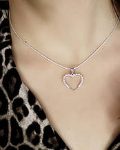 Срібний Кулон Серце з Фіанітами та Ланцюжком DARIY 142.1кул