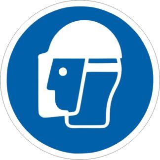 Знак безпеки Одягнути засіб захисту обличчя ДСТУ EN ISO 7010: 2019 (метал, пластик, плівка)