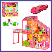 Ляльковий будиночок із меблями та лялькою Bambi 6981 Пластиковий 2-поверховий особняк з машиною