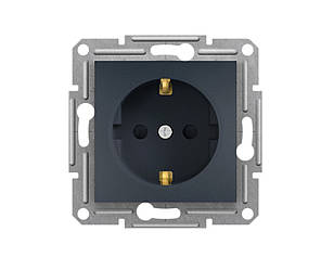 Asfora розетка із заземленням з захисними шторками антрацит Schneider Electric, EPH2900271