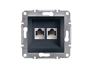 Asfora розетка подвійна комп'ютерна RJ45 UTP Cat.5e антрацит Schneider Electric, EPH4400171