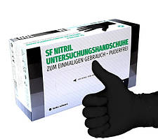 Рукавички нітрилові SF Nitrile Black 100 шт. (L) без пудри нестерильні