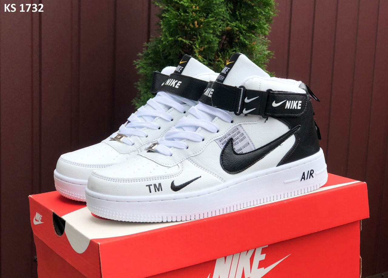 Мужские кроссовки Nike Air Force, белые с черным