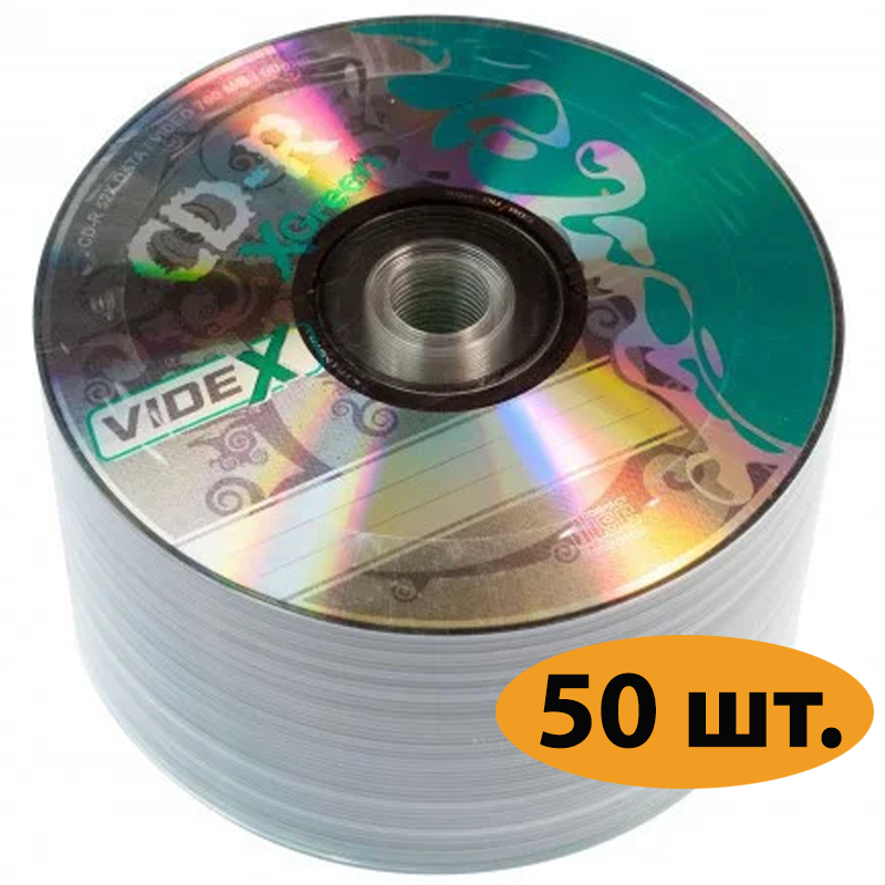 Диски CD-R 50 шт. Videx X-Green, 700Mb, 52x - фото 1 - id-p939534023