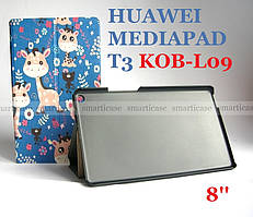 Синій чохол з візерунком Зоопарк на Huawei Mediapad T3 KOB-L09 (funny zoo)
