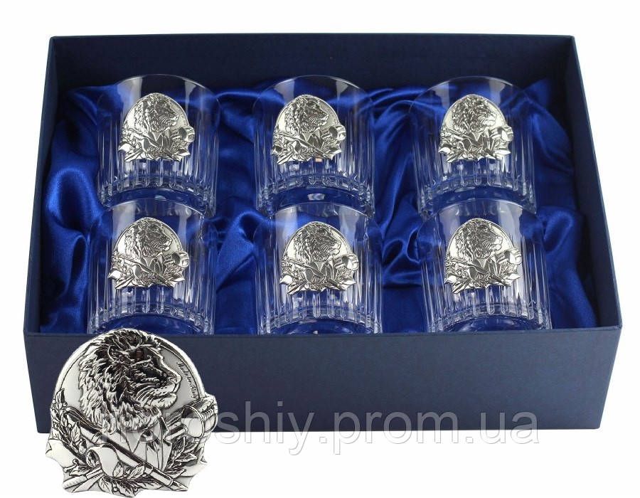 Подарунковий набір кришталевих стаканів для віскі з сріблом RCR Boss Crystal Келихи Директорські