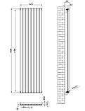 Вертикальний дизайнерський радіатор опалення ARTTIDESIGN Terni 8/1800/472 чорний матовий, фото 4