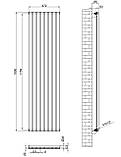 Вертикальний дизайнерський радіатор опалення ARTTIDESIGN Terni 8/1800/472 сірий матовий, фото 4