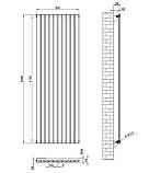 Вертикальний дизайнерський радіатор опалення ARTTIDESIGN Terni 10/1800/590 чорний матовий, фото 3