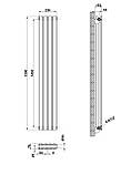 Вертикальний дизайнерський радіатор опалення ARTTIDESIGN Rimini II 4/1500/236/50 чорний матовий, фото 3