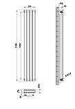 Вертикальний дизайнерський радіатор опалення ARTTIDESIGN Rimini II 4/1500/236/50 сірий матовий, фото 3