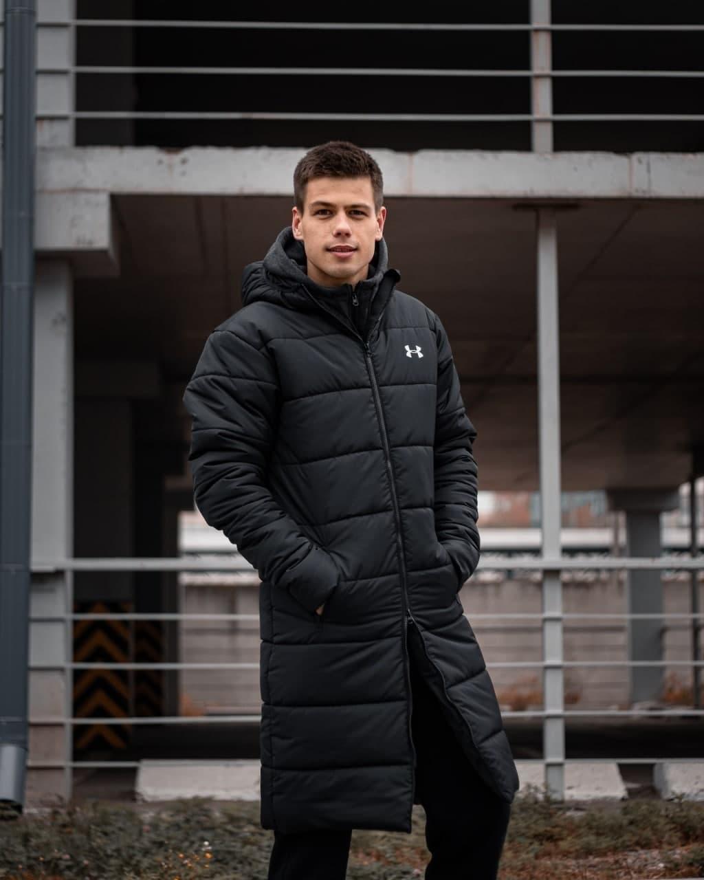 Куртка чоловіча зимова Under Armour до -25°C чорна подовжена парка тепла андер армор