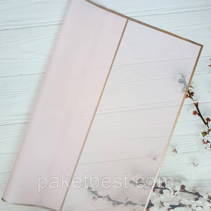 Калька для квітів ( 58х58 см) 20 штук Золота рамочка (Ніжно - Рожева), фото 1