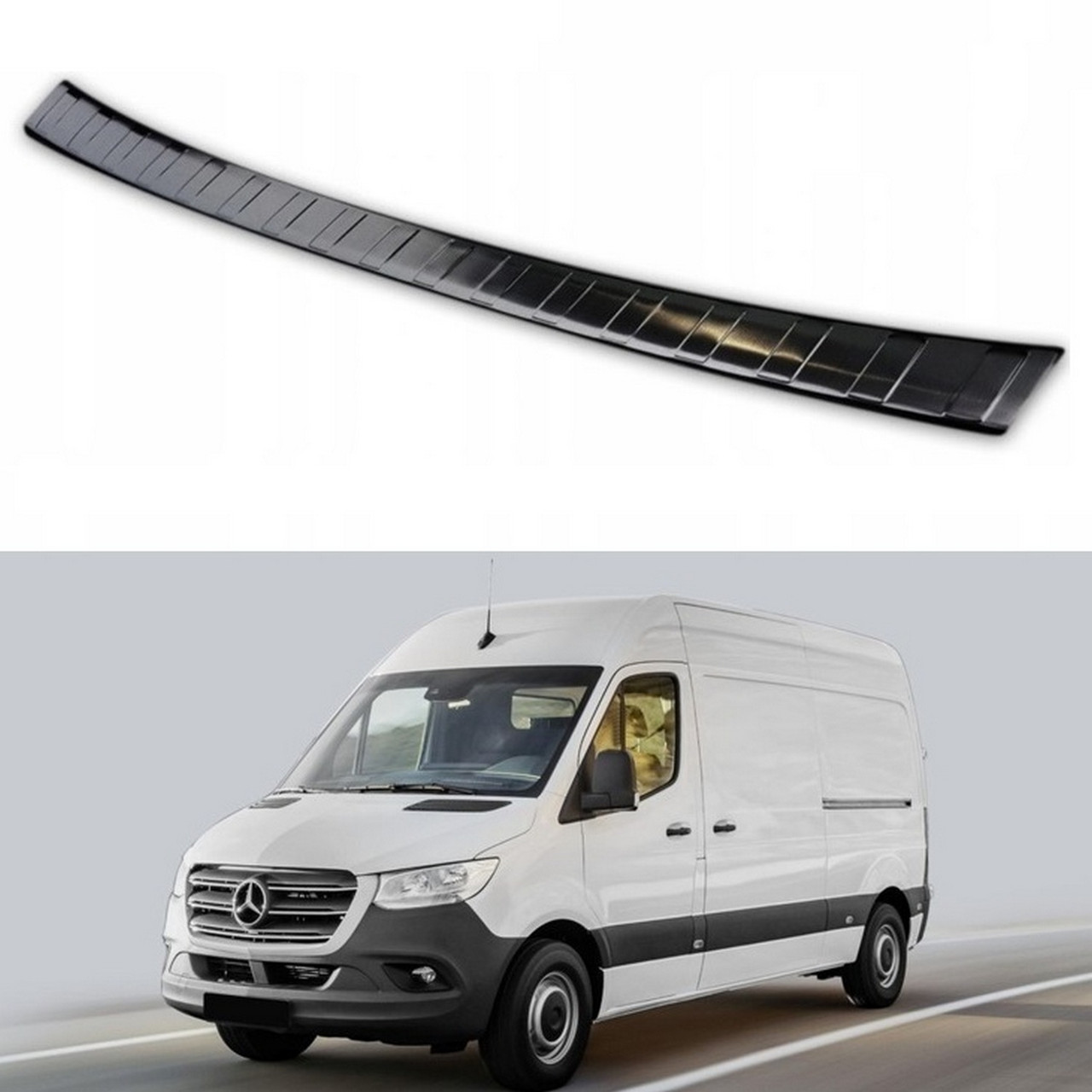 Захисна накладка на задній бампер для Mercedes-Benz Sprinter W907 2018+ /чорн.нерж.сталь/