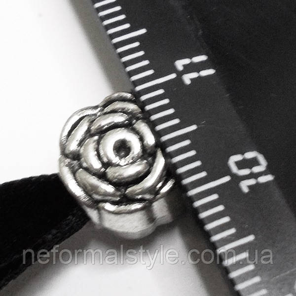 Чокер черный бархатный на шею с бусиной "Роза" (10 мм). - фото 4 - id-p450225941