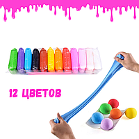 Набір глини для слаймів, 12 кольорів. Різнобарвний