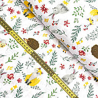 Польська бавовняна тканина "Їжачки, лисички, зайчики з зеленим листям", фото 2