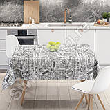 Скатертина на стіл лляна бавовняна 150*220 см на обідній стіл "Версаль білий", фото 3