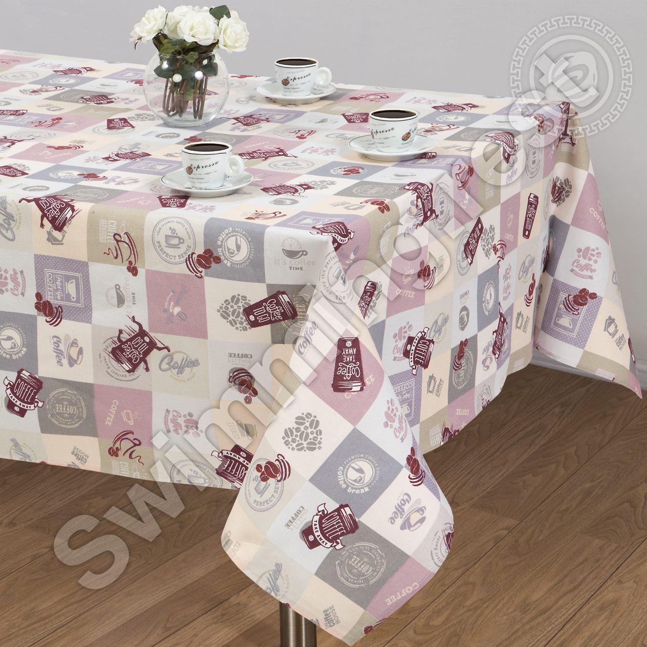 Скатертину на стіл лляна бавовняна 150*220 см на обідній стіл "Експрессо", фото 1