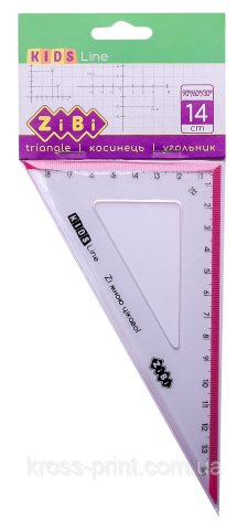 Косинець 140 мм, 90°60°, з рожевою смужкою, блістер, KIDS Line, фото 1