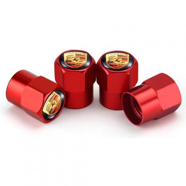 Ковпачки на ніпель захисні для Porsche Alitek Short Red Порше, 4 шт., фото 1